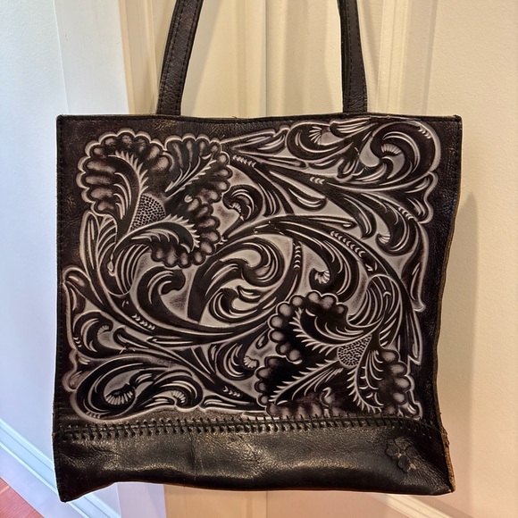 Patricia Nash - Genuine leather Toscano Tote, brown/black EUC - Picture 1 of 13